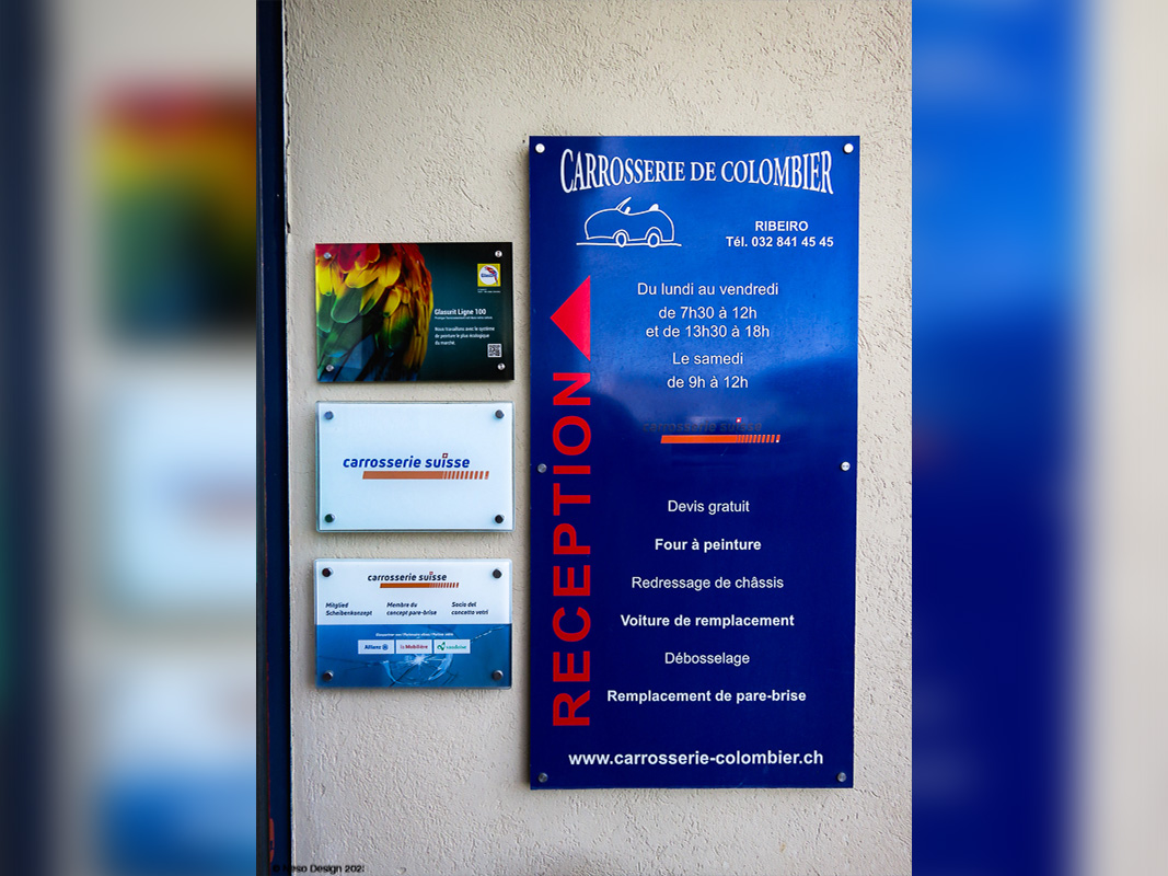 Les défférents certificats carrosserie suisse et Glassurit pour la Carosserie de Colombier